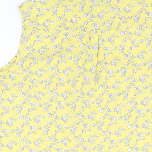 NEXT Womens Yellow Geometric Polyester Basic Button-Up Size 10 Collared