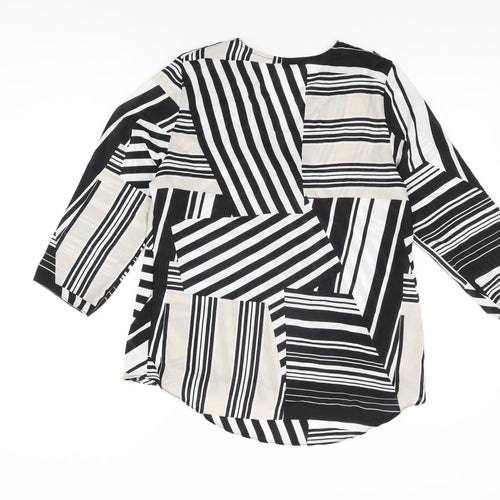M&Co Womens Multicoloured Geometric Polyester Basic Blouse Size 10 V-Neck
