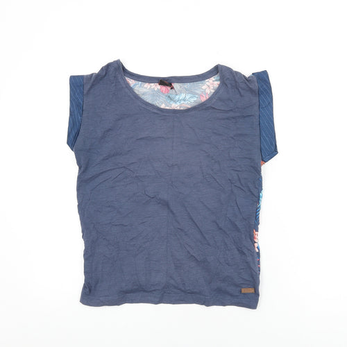 Protest Womens Blue Floral Viscose Basic T-Shirt Size XS Round Neck