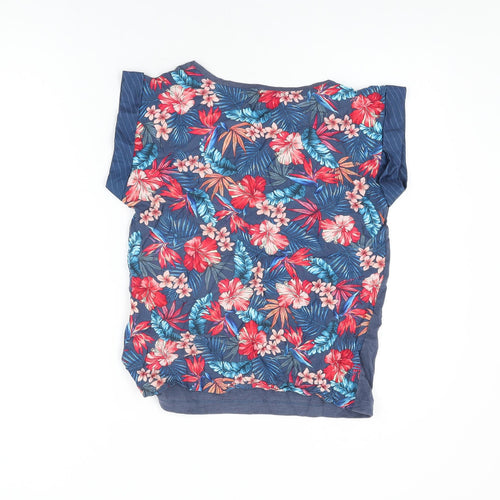 Protest Womens Blue Floral Viscose Basic T-Shirt Size XS Round Neck