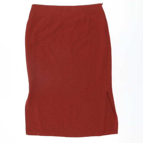 Marks and Spencer Womens Red Polyester Straight & Pencil Skirt Size 12 Zip