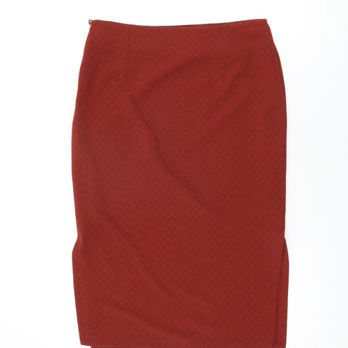 Marks and Spencer Womens Red Polyester Straight & Pencil Skirt Size 12 Zip