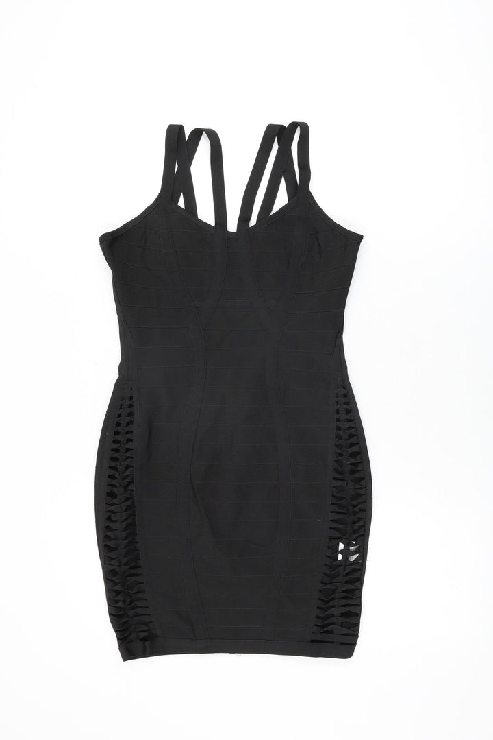 Missguided Womens Black Polyester Bodycon Size M V-Neck Zip