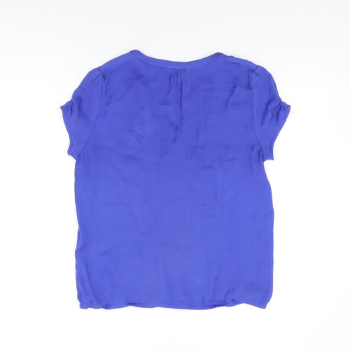 Zara Womens Blue Polyester Basic Blouse Size S V-Neck
