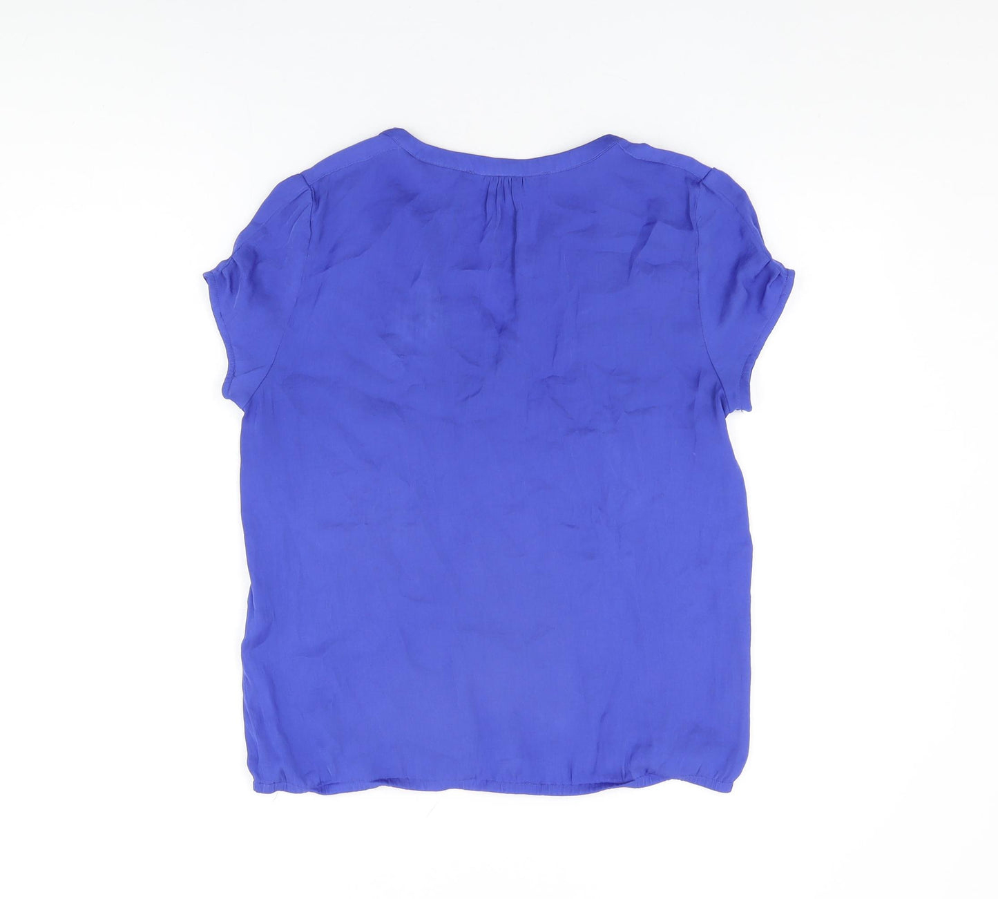 Zara Womens Blue Polyester Basic Blouse Size S V-Neck