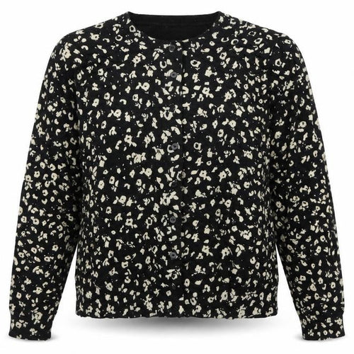 Marks and Spencer Womens Black Round Neck Animal Print Viscose Cardigan Jumper Size 16