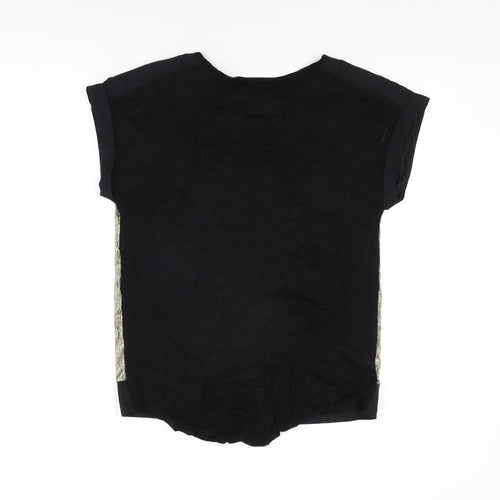 Love & Roses Womens Gold Polyester Basic T-Shirt Size 12 Round Neck