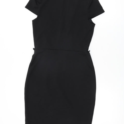 Miss Selfridge Womens Black Polyester Bodycon Size 10 V-Neck Pullover