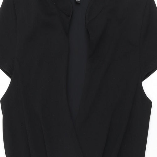 Miss Selfridge Womens Black Polyester Bodycon Size 10 V-Neck Pullover