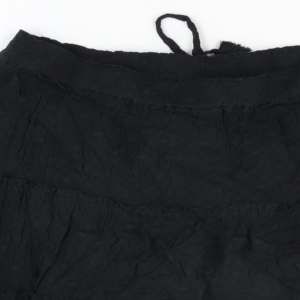 NEXT Womens Black Cotton Swing Skirt Size 16 Tie