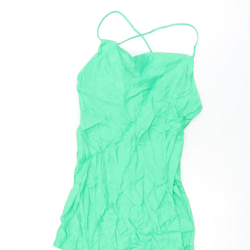 Zara Womens Green Viscose Camisole T-Shirt Size XS Cowl Neck