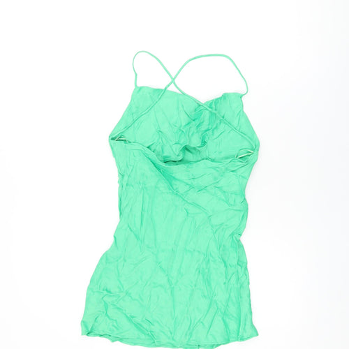 Zara Womens Green Viscose Camisole T-Shirt Size XS Cowl Neck