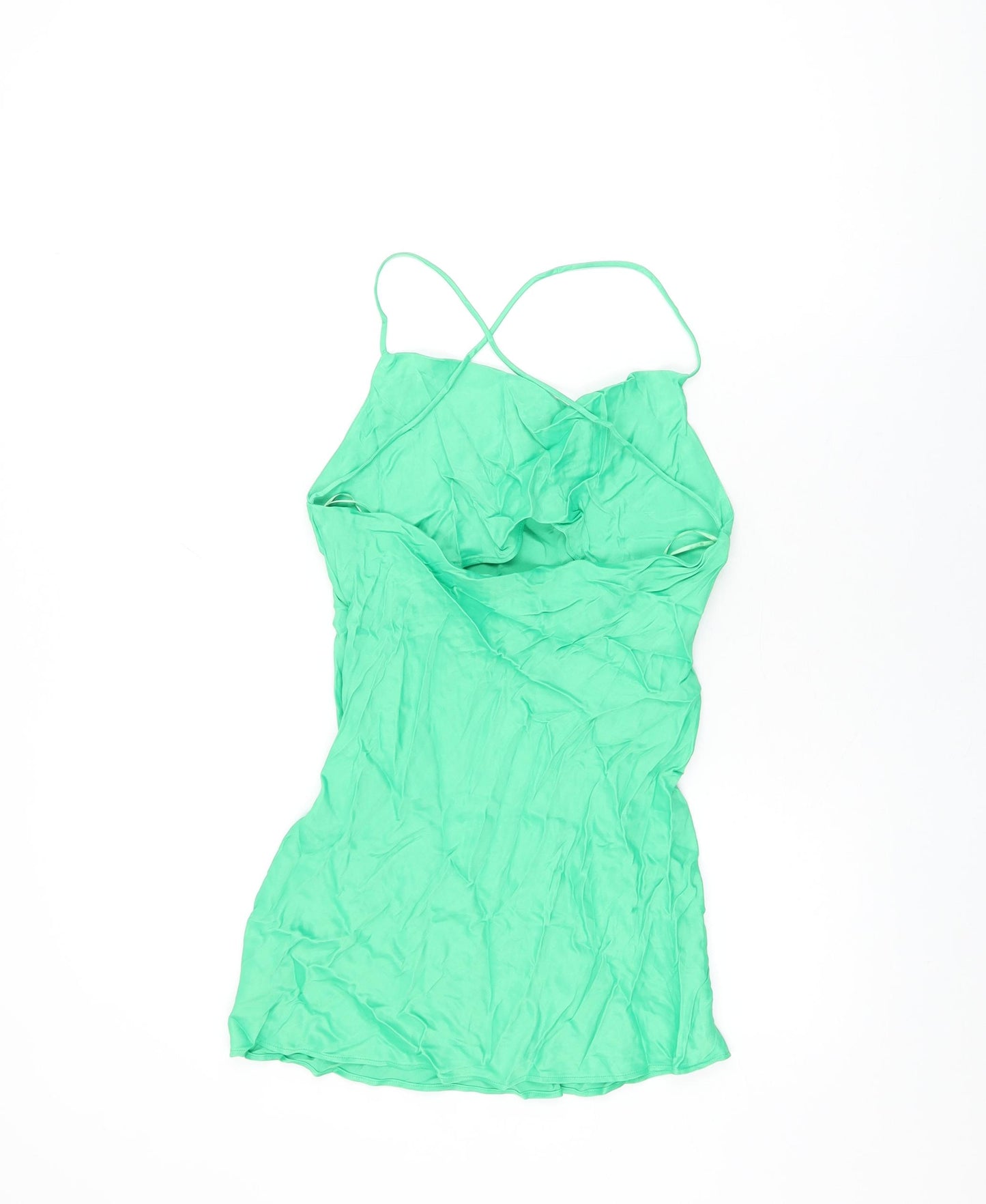 Zara Womens Green Viscose Camisole T-Shirt Size XS Cowl Neck