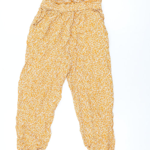 NEXT Girls Orange Floral Viscose Bloomer Trousers Size 10 Years L21 in Regular Pullover