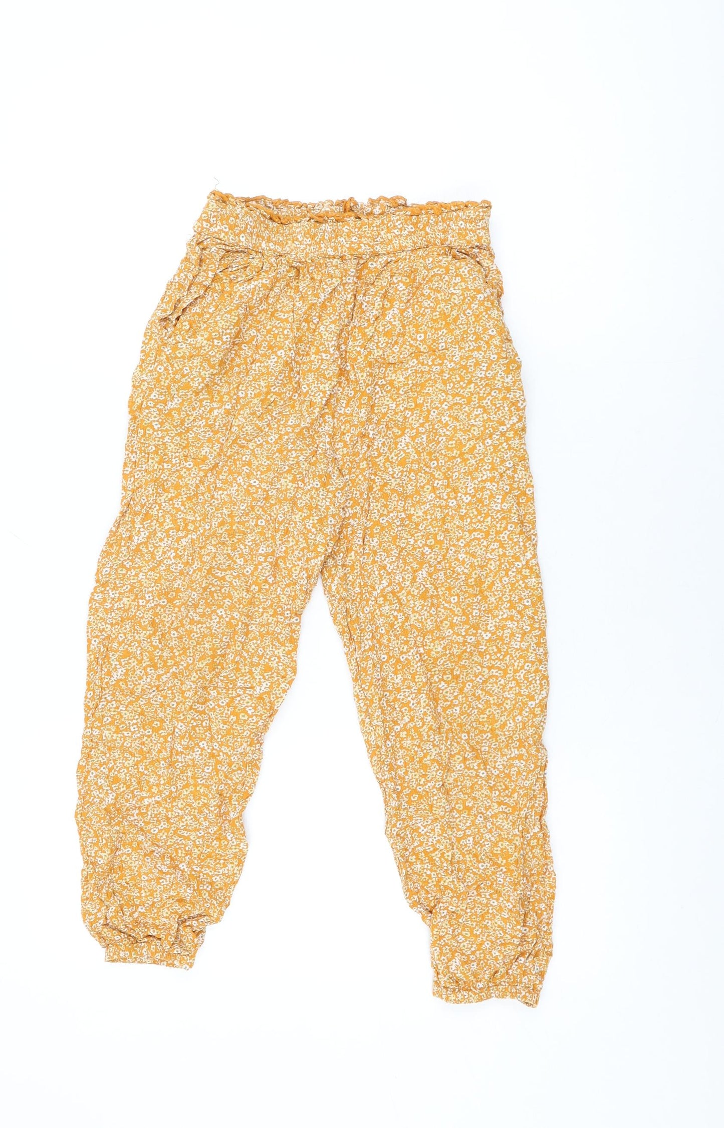 NEXT Girls Orange Floral Viscose Bloomer Trousers Size 10 Years L21 in Regular Pullover