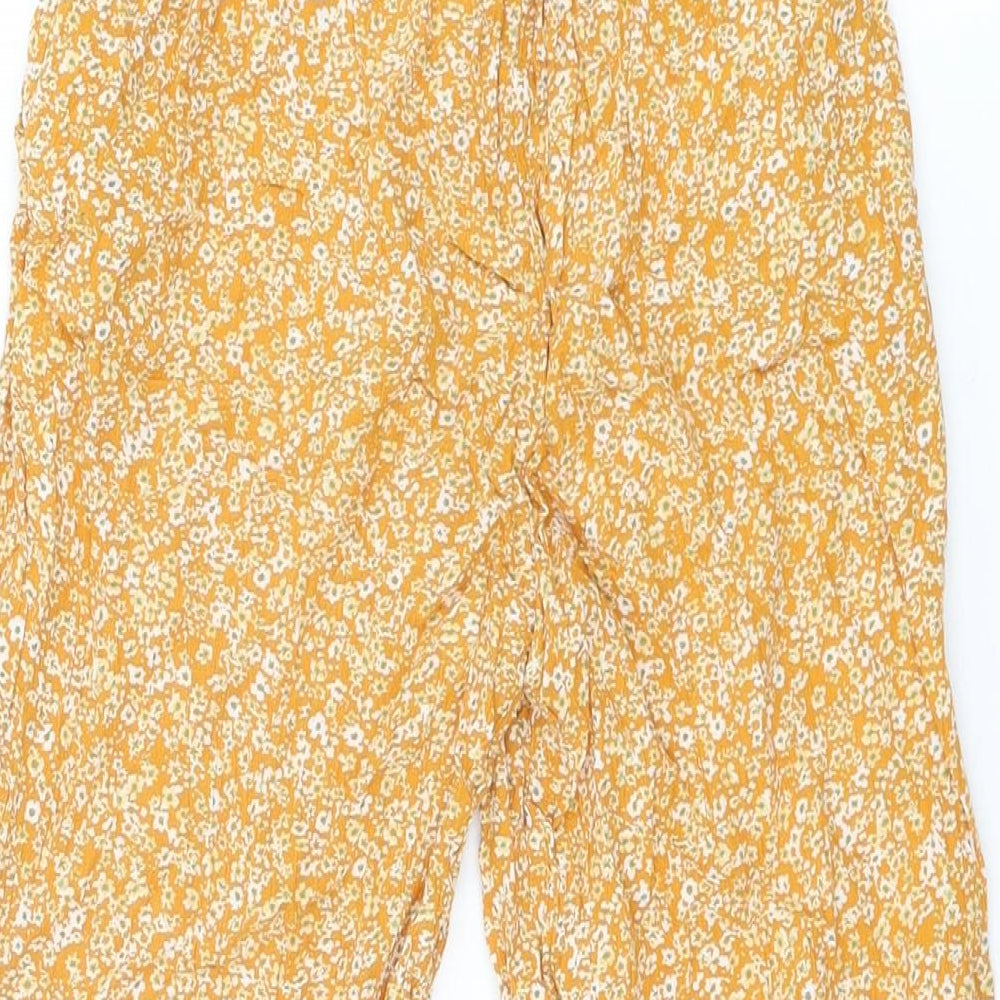 NEXT Girls Orange Floral Viscose Bloomer Trousers Size 10 Years L21 in Regular Pullover