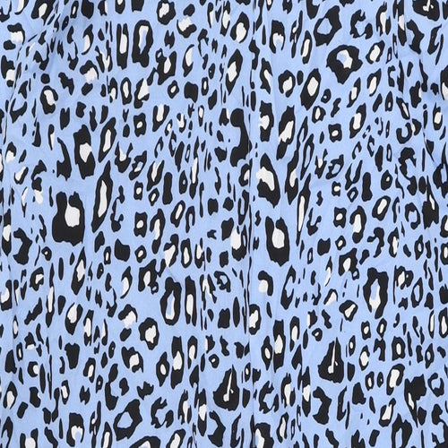 Sarta Womens Blue Animal Print Viscose Shirt Dress Size S Collared Button