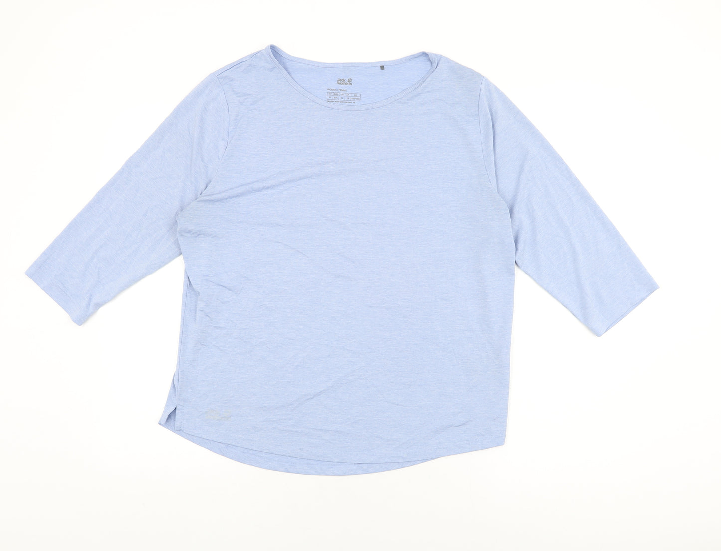 Jack Wolfskin Womens Blue Polyester Basic T-Shirt Size 18 Round Neck