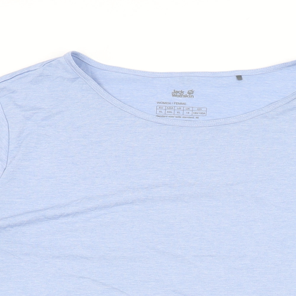 Jack Wolfskin Womens Blue Polyester Basic T-Shirt Size 18 Round Neck