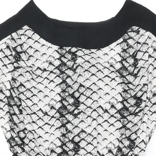 Marianne Womens White Geometric Polyester Shift Size S Boat Neck Pullover
