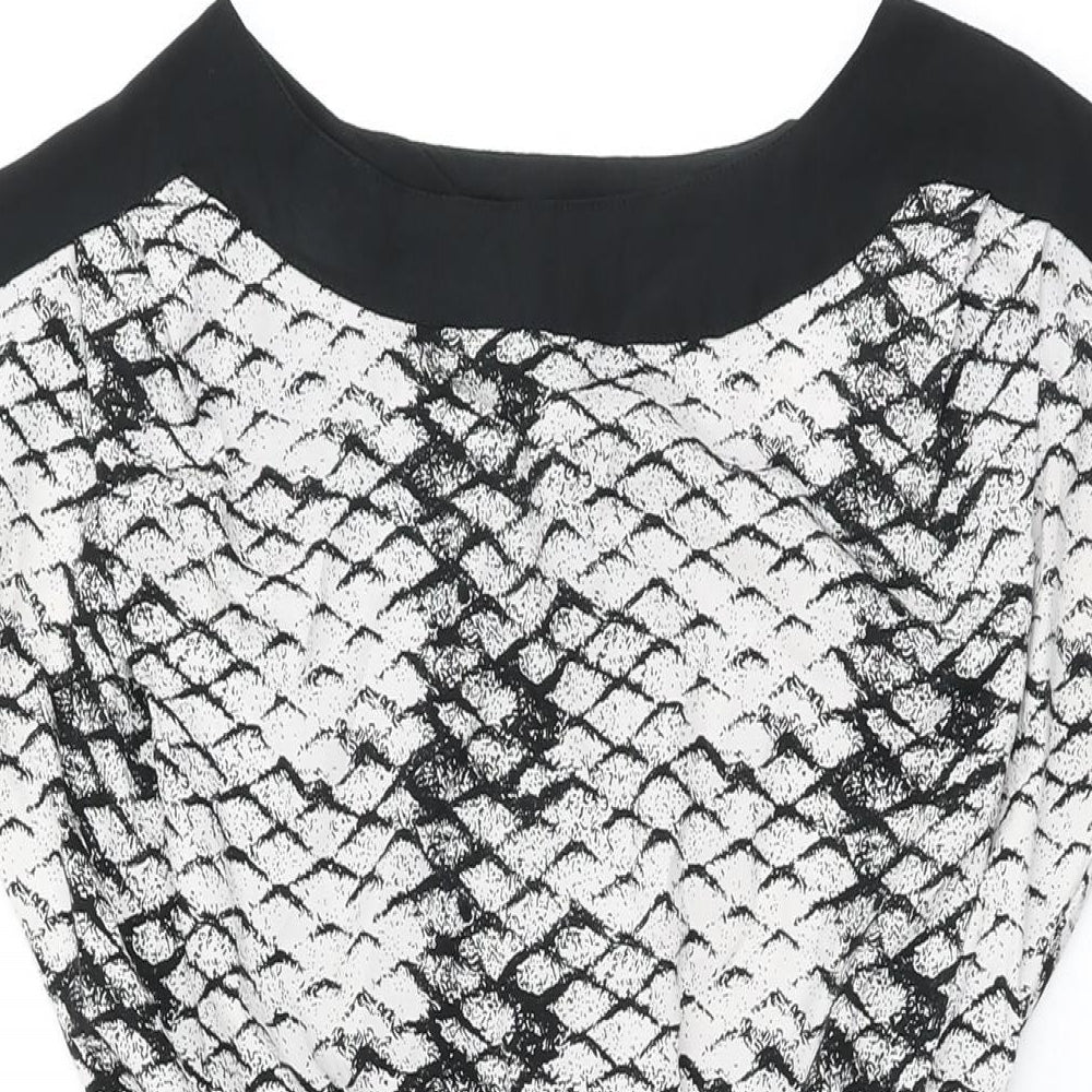 Marianne Womens White Geometric Polyester Shift Size S Boat Neck Pullover