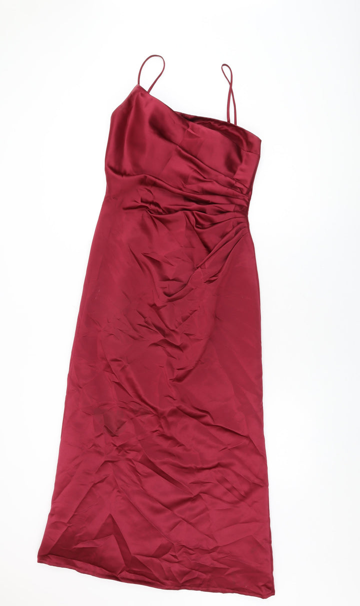 Kelsey Rose Womens Red Polyester Shift Size 8 Square Neck Zip