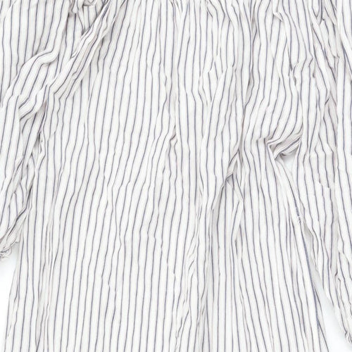 ASOS Womens White Striped Polyester A-Line Size 8 Off the Shoulder Pullover