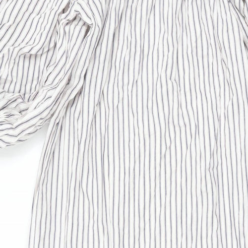 ASOS Womens White Striped Polyester A-Line Size 8 Off the Shoulder Pullover