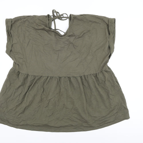 Pep&Co Womens Green Nylon Basic T-Shirt Size XL Round Neck