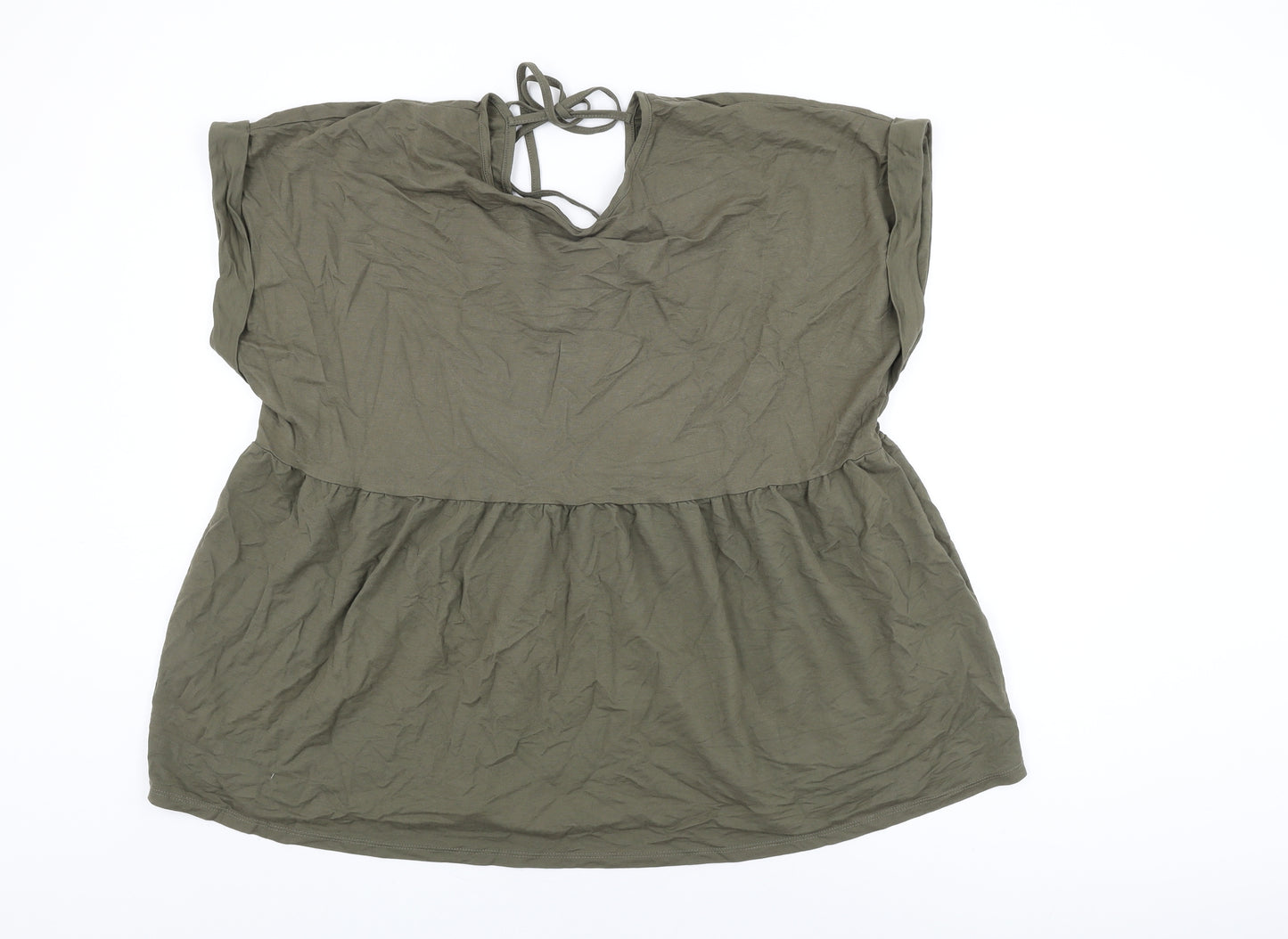Pep&Co Womens Green Nylon Basic T-Shirt Size XL Round Neck