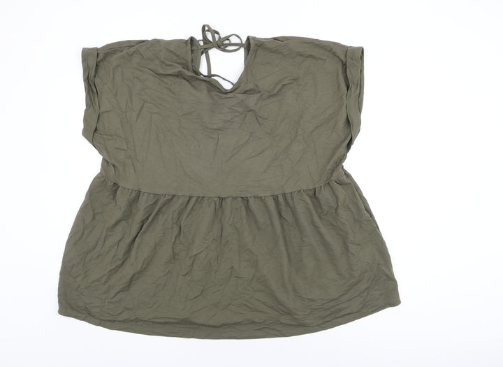 Pep&Co Womens Green Nylon Basic T-Shirt Size XL Round Neck