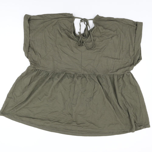Pep&Co Womens Green Nylon Basic T-Shirt Size XL Round Neck