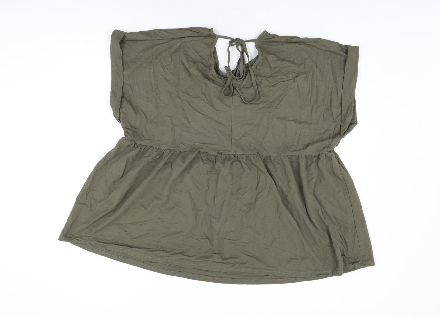 Pep&Co Womens Green Nylon Basic T-Shirt Size XL Round Neck