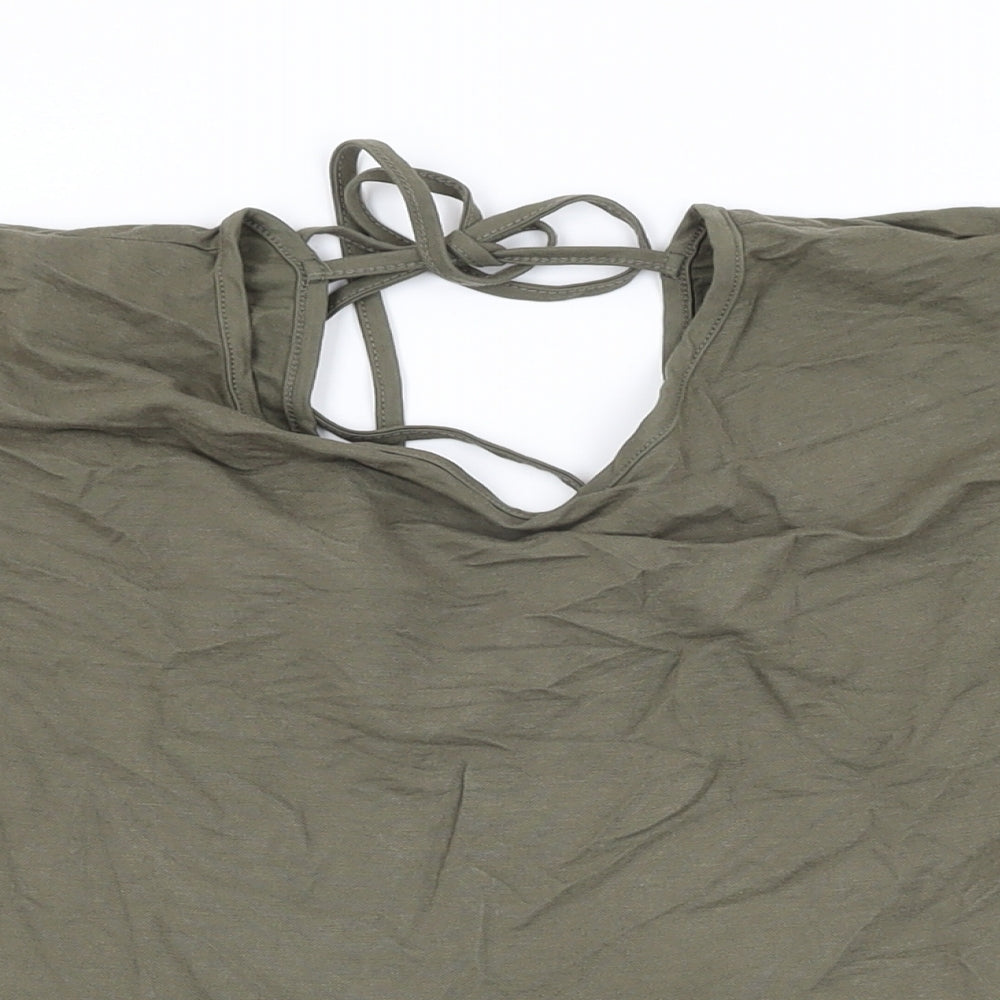 Pep&Co Womens Green Nylon Basic T-Shirt Size XL Round Neck