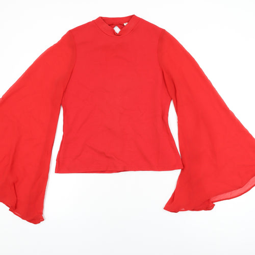 River Island Womens Red Viscose Basic T-Shirt Size 12 Round Neck