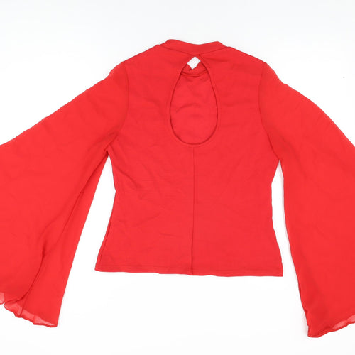River Island Womens Red Viscose Basic T-Shirt Size 12 Round Neck