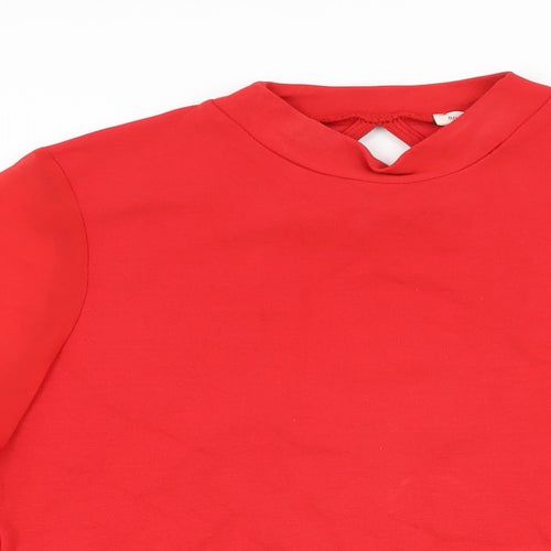 River Island Womens Red Viscose Basic T-Shirt Size 12 Round Neck