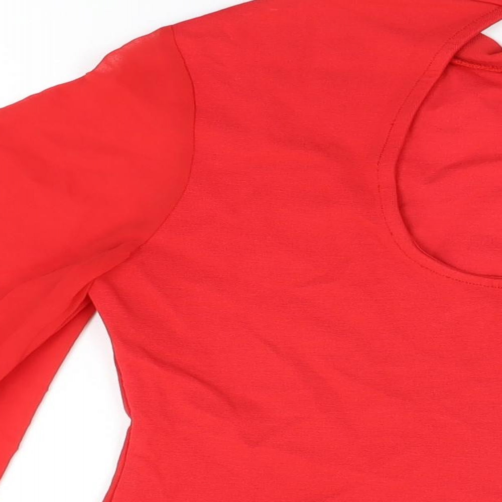 River Island Womens Red Viscose Basic T-Shirt Size 12 Round Neck
