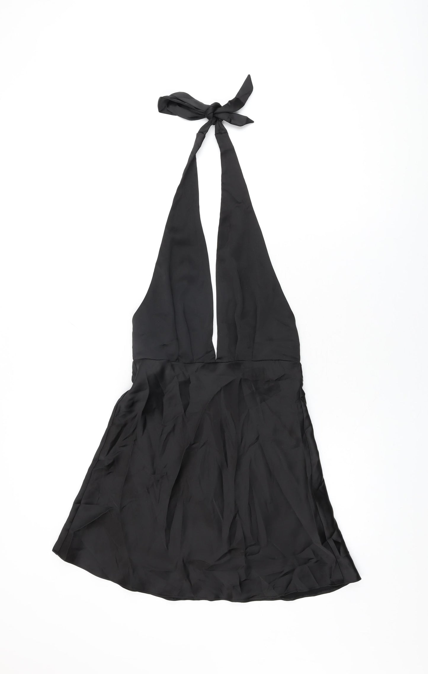 Zara Womens Black Polyester Mini Size S Halter Zip