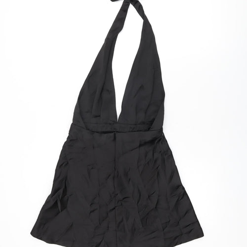 Zara Womens Black Polyester Mini Size S Halter Zip