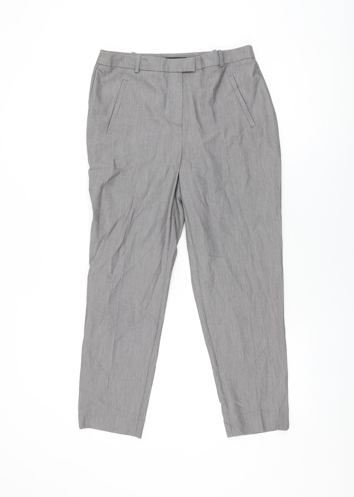 New Look Womens Grey Polyester Trousers Size 10 L26 in Regular Zip