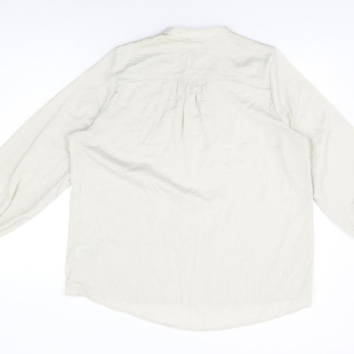 Marks and Spencer Womens Green Polyester Basic Blouse Size 14 V-Neck