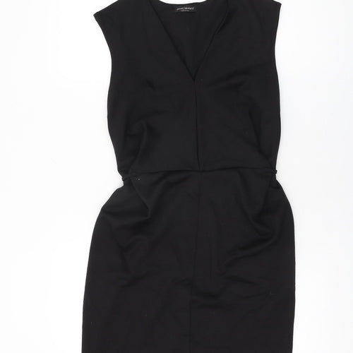 James Lakeland Womens Black Polyester Bodycon Size 14 V-Neck Tie