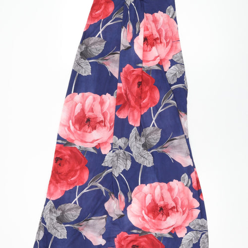 Miso Womens Blue Floral Polyester Maxi Size 8 Off the Shoulder Pullover