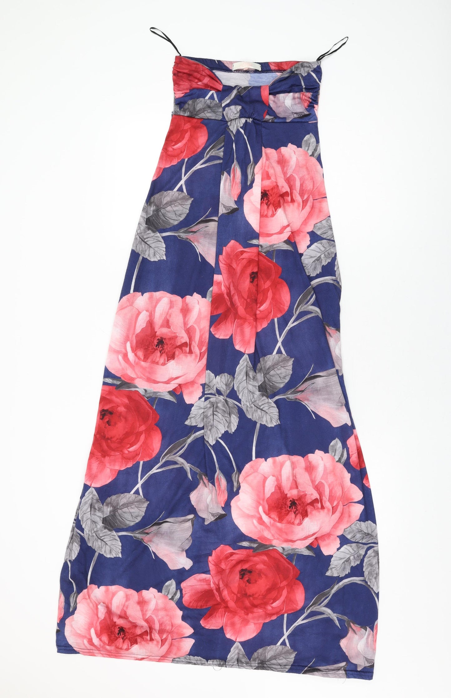 Miso Womens Blue Floral Polyester Maxi Size 8 Off the Shoulder Pullover