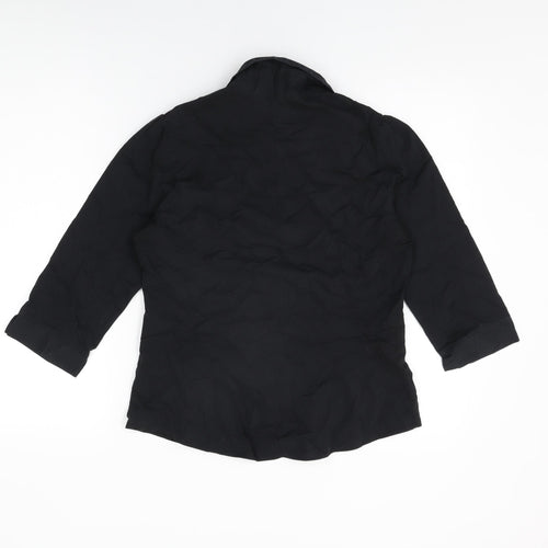 Marks and Spencer Womens Black Polyester Basic Button-Up Size 12 Collared