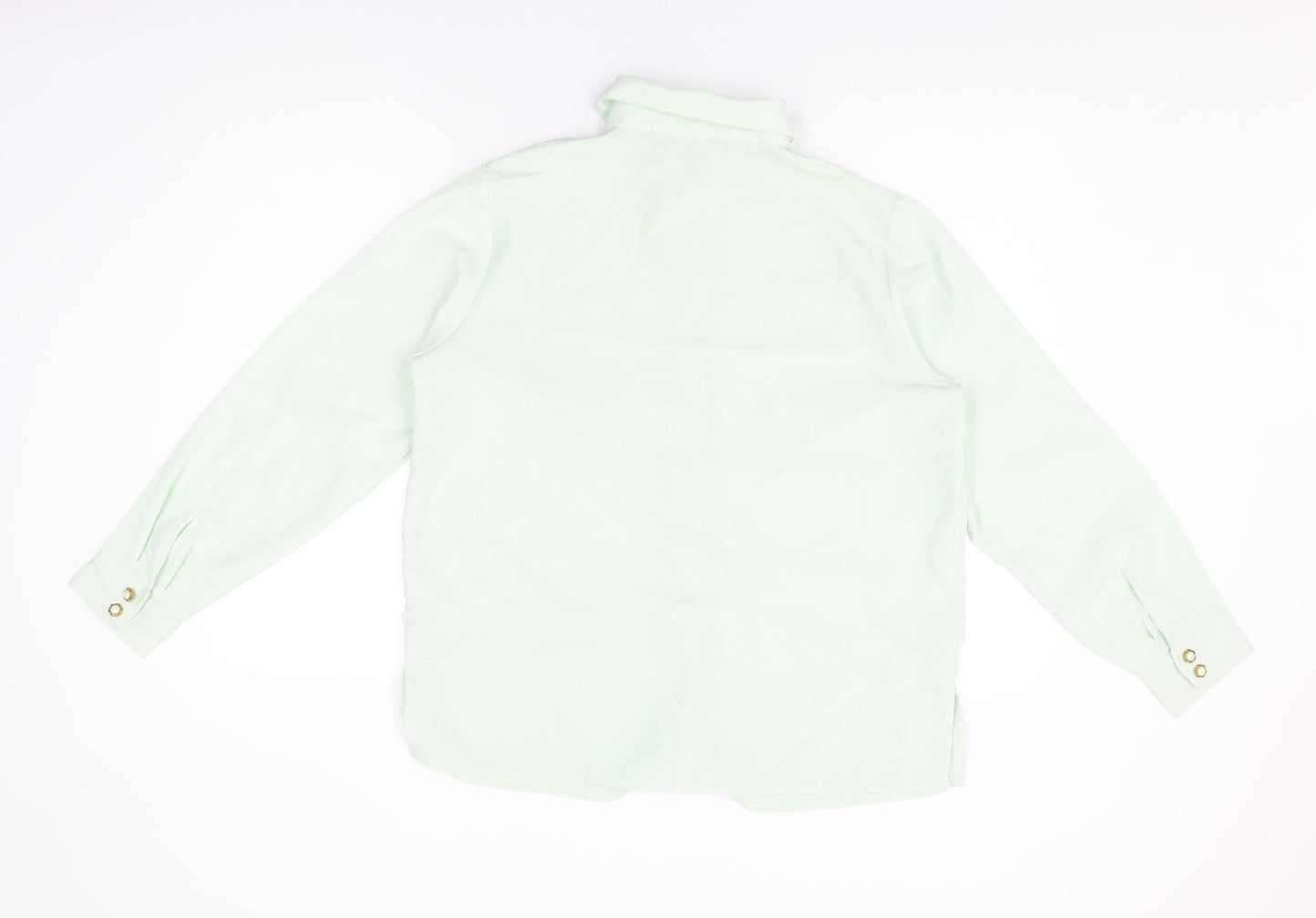 Daxon Womens Green Polyester Basic Button-Up Size 16 Collared