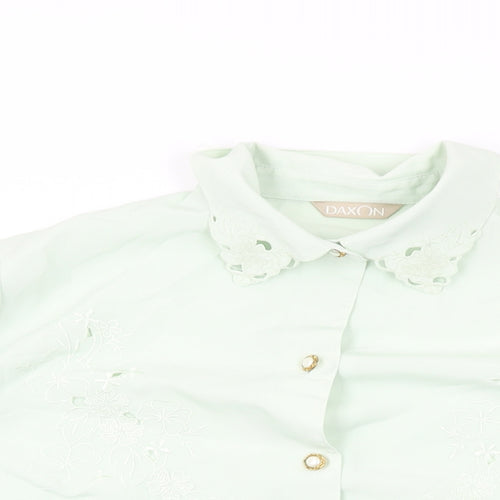 Daxon Womens Green Polyester Basic Button-Up Size 16 Collared