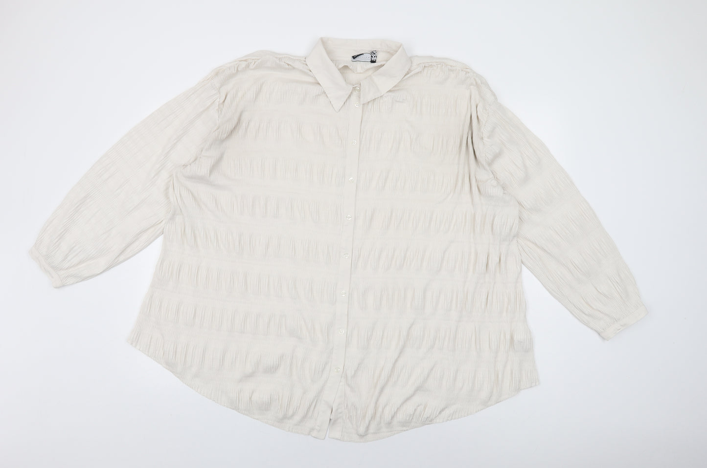 ASOS Womens Beige Polyester Basic Button-Up Size 18 Collared