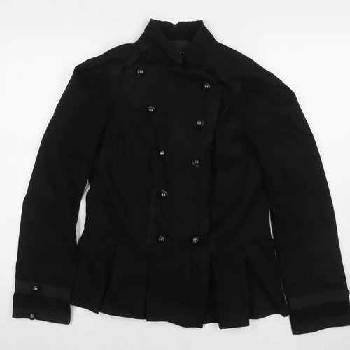Dorothy Perkins Womens Black Pea Coat Jacket Size 14 Button